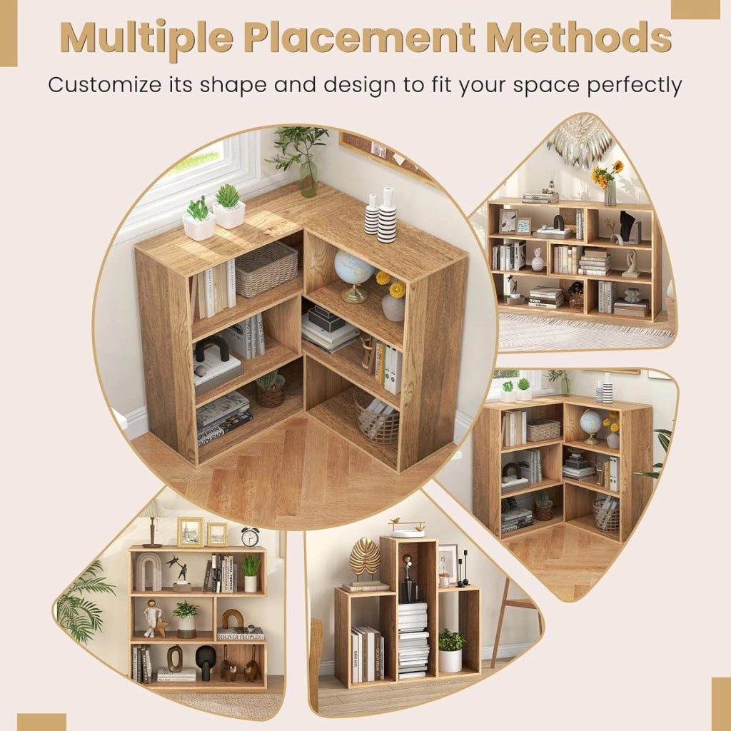 Libreria a 3 livelli con 3 scomparti aperti e kit antiribaltamento, 84 x 29,5 x 83,5 cm, mobile per soggiorno, camera da letto