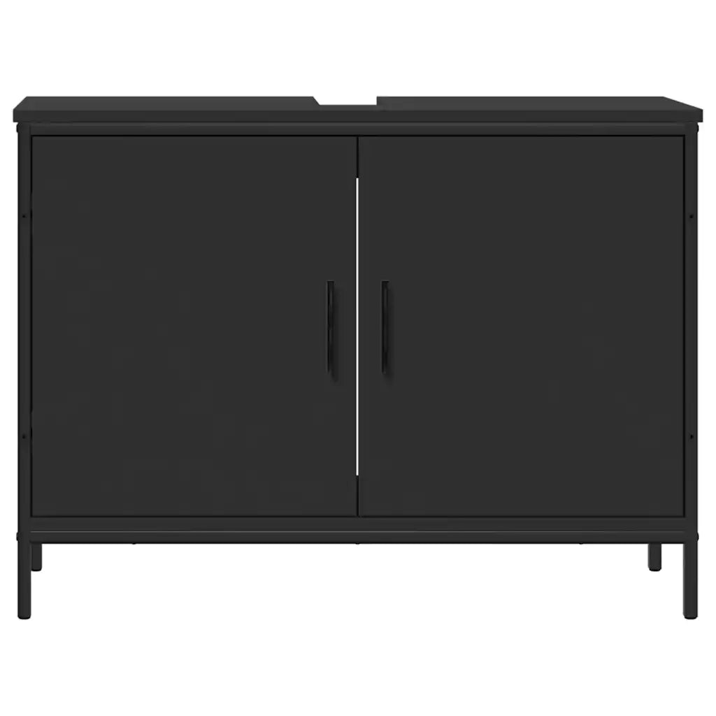 vidaXL Mobile Lavabo Bagno Nero 80x30x60 cm in Legno Multistrato