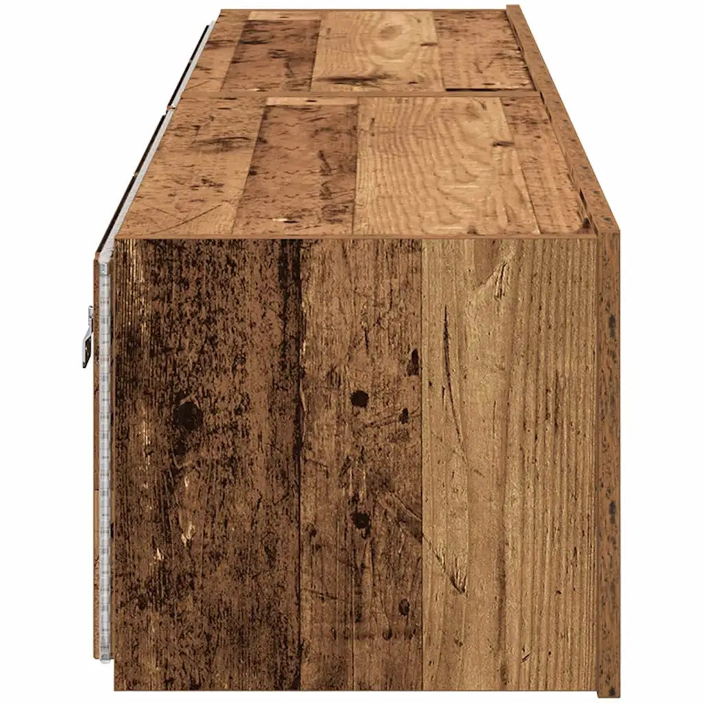 Mobile TV da parete con LED 2 pcs Legno vecchio 80 x 35 x 31 cm 863105
