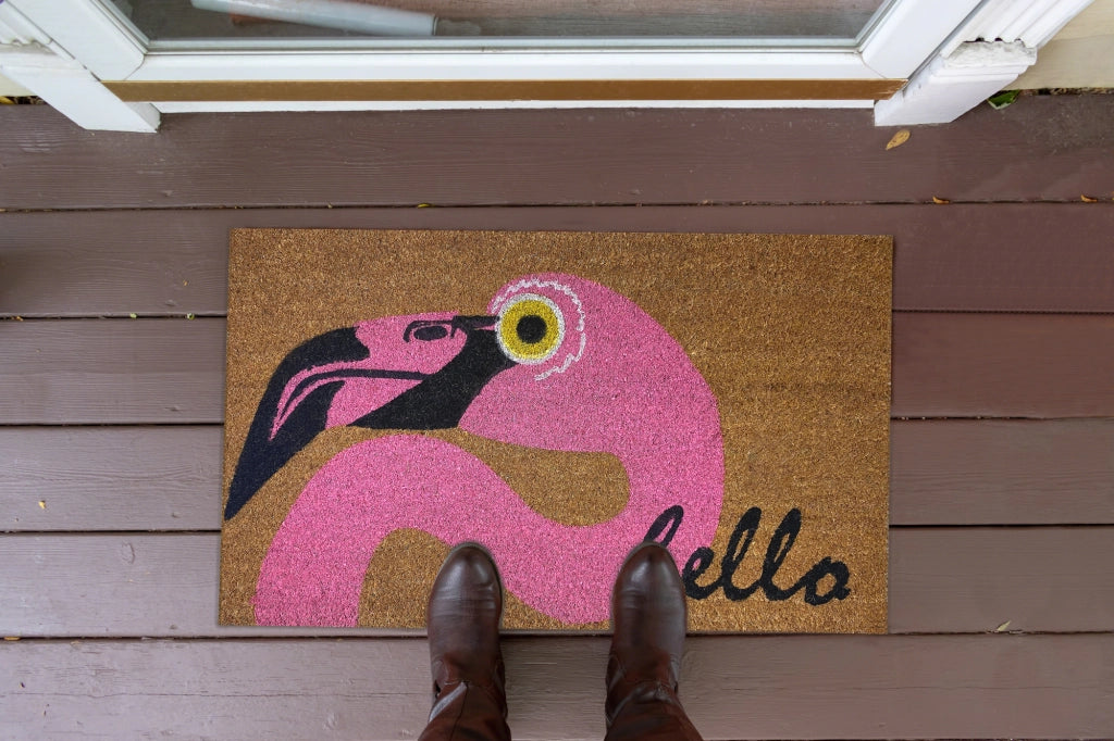 Zerbino Ingresso Casa In Fibra Di Cocco Con Base In Pvc  Flamingo