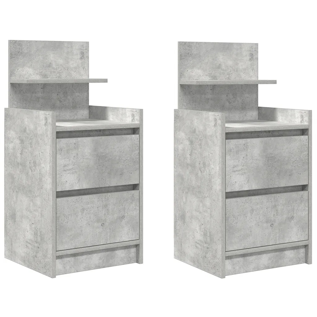 vidaXL Comodini con 2 Cassetti 2 pz Grigio Cemento 38x34x80 cm