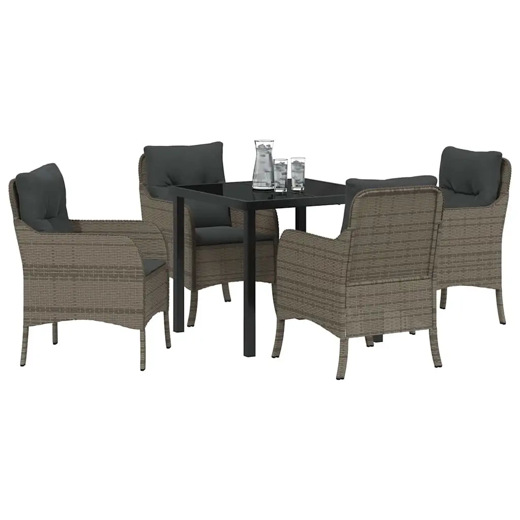Set da Pranzo per Giardino con cuscino 5 pcs Grigio polyrattan 3380163