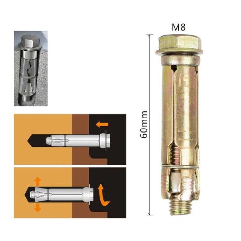 Trade Shop - Set 2 Pz Tasselli Metallici Tassello Bulloni M8 X 60mm Accessori Minuteria 91041 -