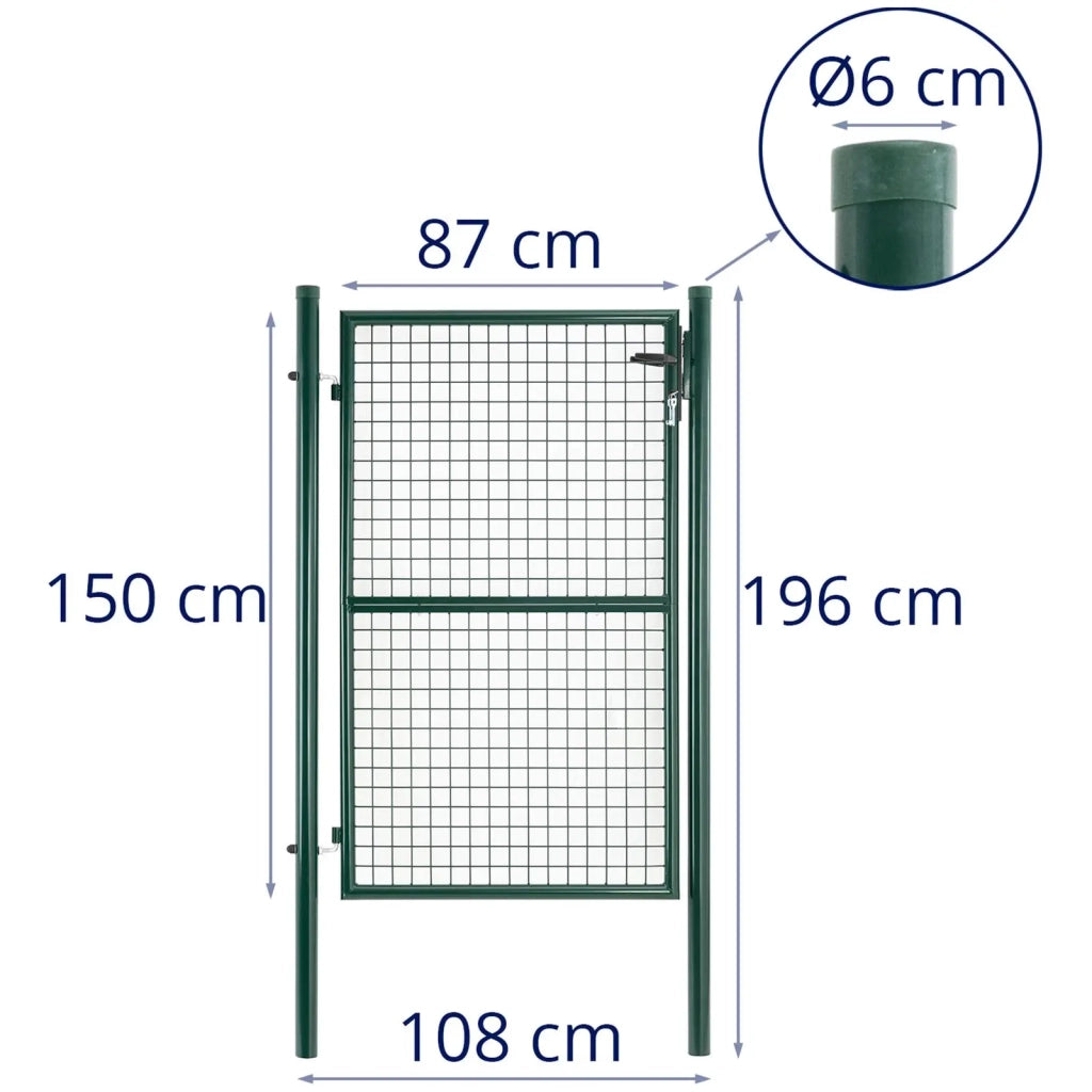 Cancello da giardino 107,5 x 196 cm acciaio verniciato a polvere verde 14_0009647