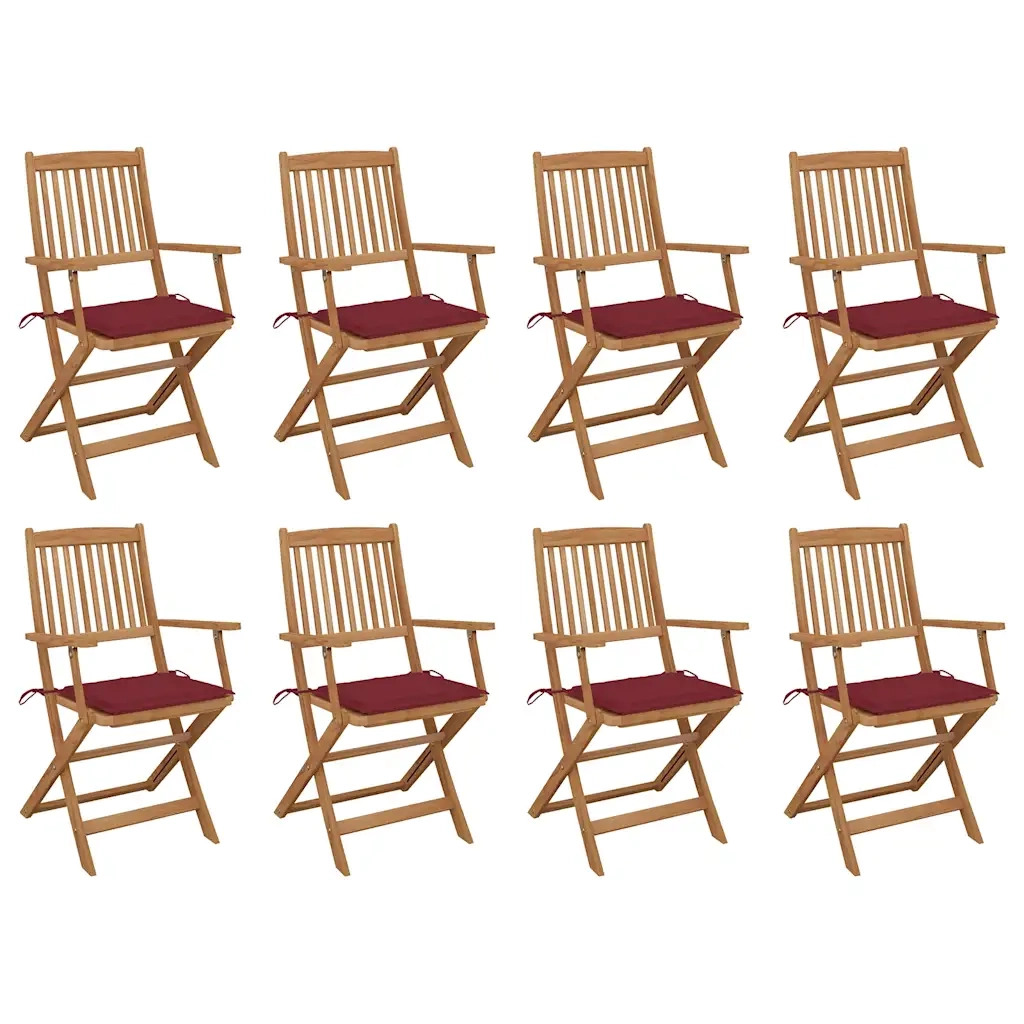 Sedie da Giardino Pieghevoli 8 pz con Cuscini Massello Acacia cod mxl 75576