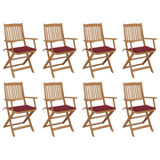 Sedie da Giardino Pieghevoli 8 pz con Cuscini Massello Acacia cod mxl 75576