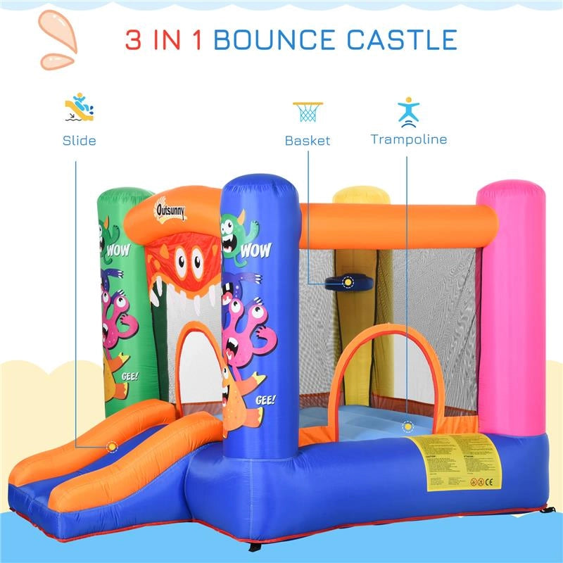 CASA GIOCO GONFIABILE GIGANTE PER BAMBINI CON SCIVOLO E CANESTRO
