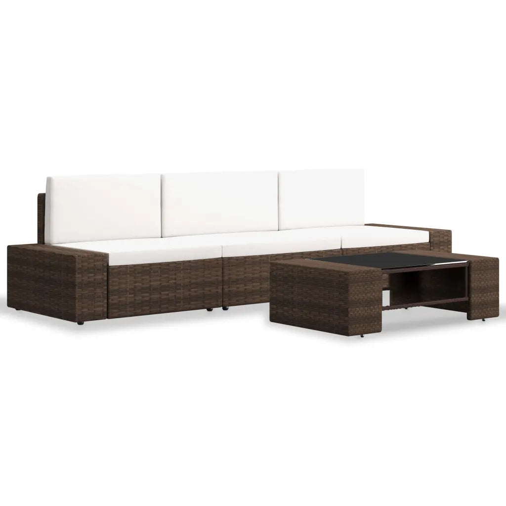 Set Divani da Giardino 4 pz in Polyrattan Marrone 3054589