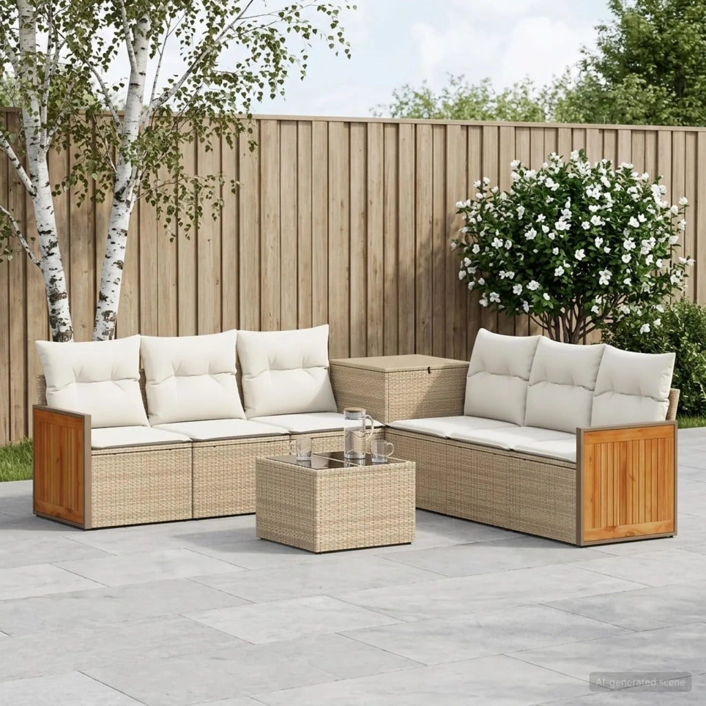 Set di divani 8 pz Beige e Bianco Crema 3448646