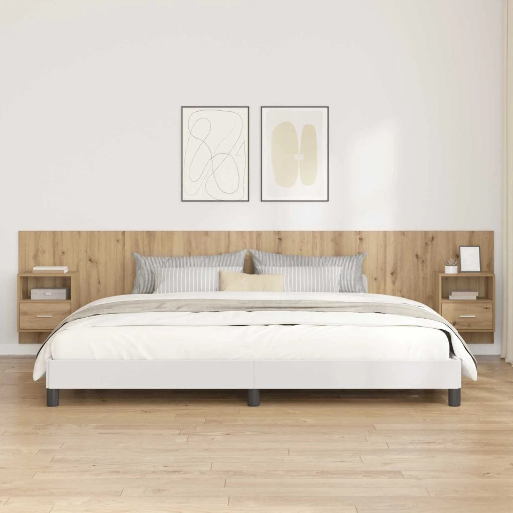 Testata con Comodino 3 pz-Set di 3 Testiera con Contenitore Rovere artigianale Legno multistrato 656716