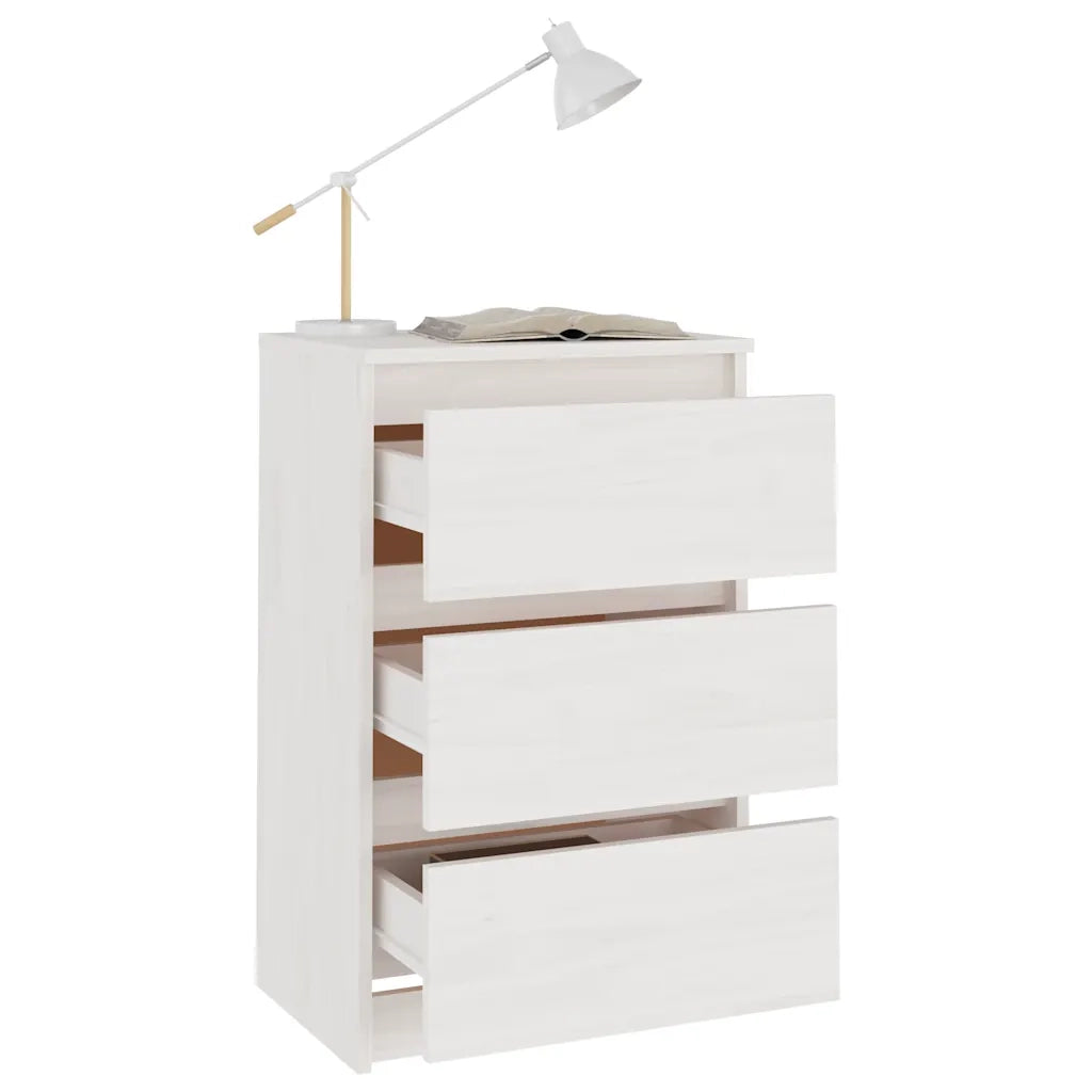 Comodini 2 pz-Set di 2 Tavolino da notte Bianchi 40x29,5x64 cm in Legno Massello di Pino
