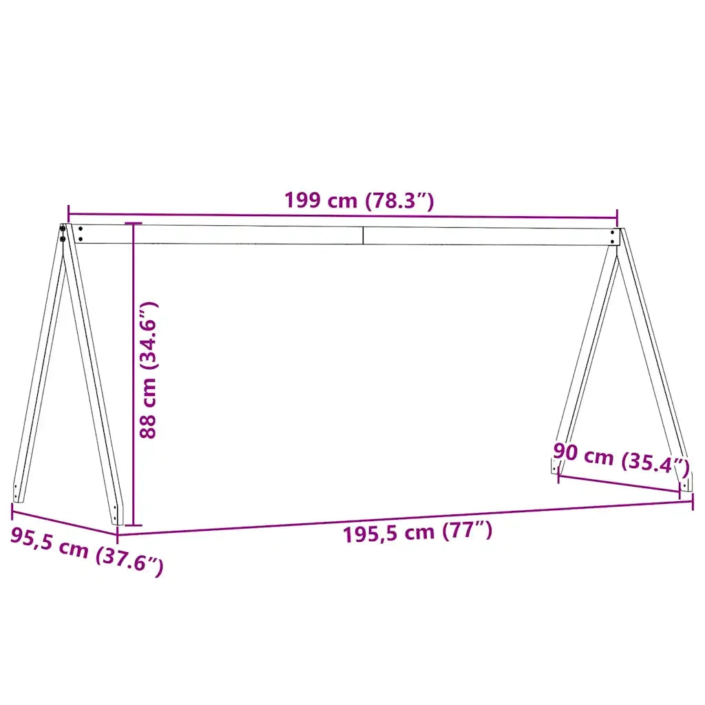 Tetto Letto Bambini Marrone Cera 199x95,5x88 cm Massello Pino