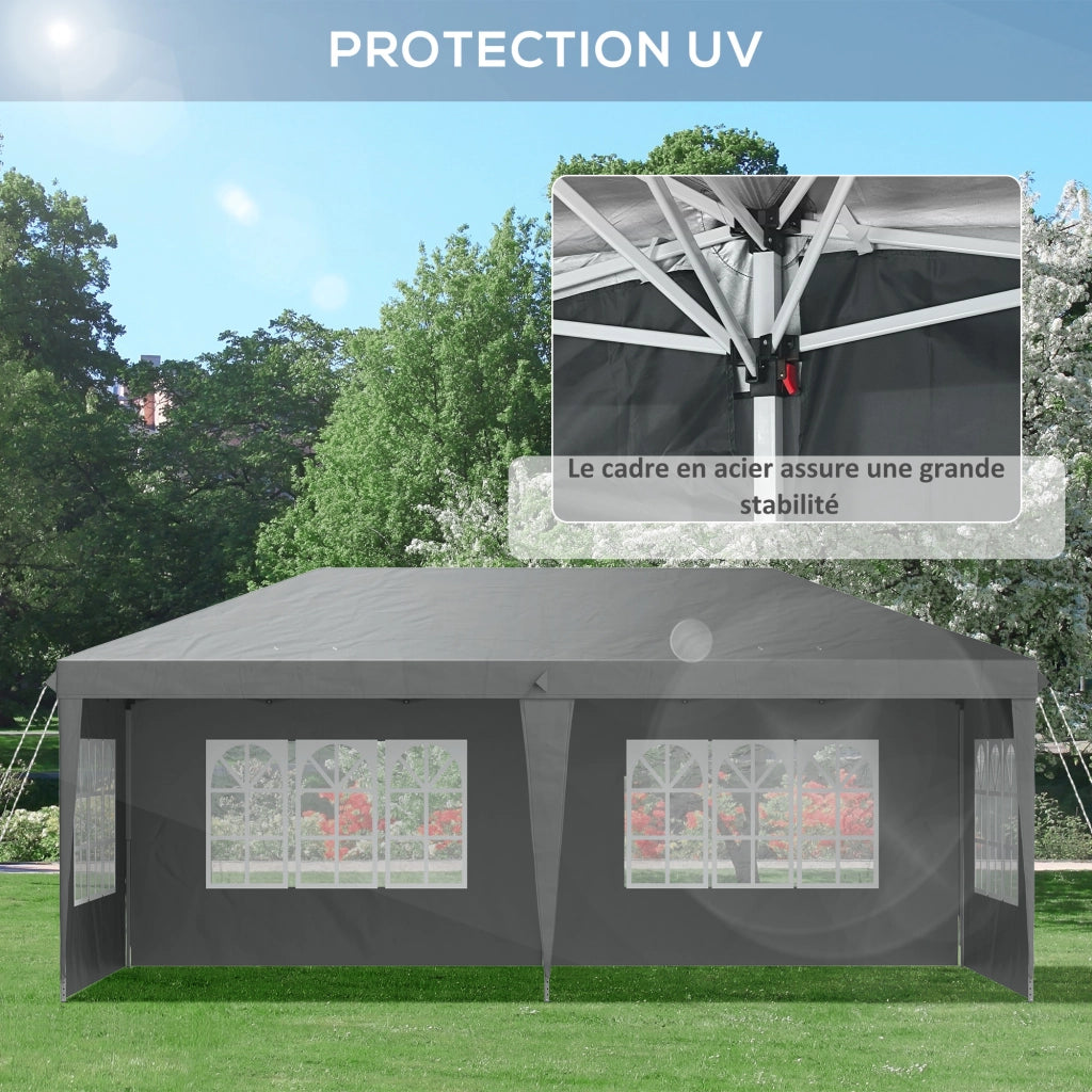 Tonnelle Pop-Up Pieghevole ¨C Zephmum ¨C 3x6m Grigio Antracite 3 Lati Smontabili