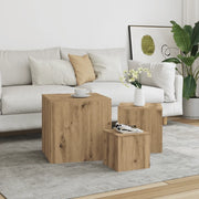 vidaXL Tavolini 3 pz Rovere Artigianale in Legno Multistrato