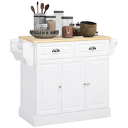 Carrello Cucina con 2 Cassetti e Barra ¨C zephmum ¨C Bianco 110x45x91 cm