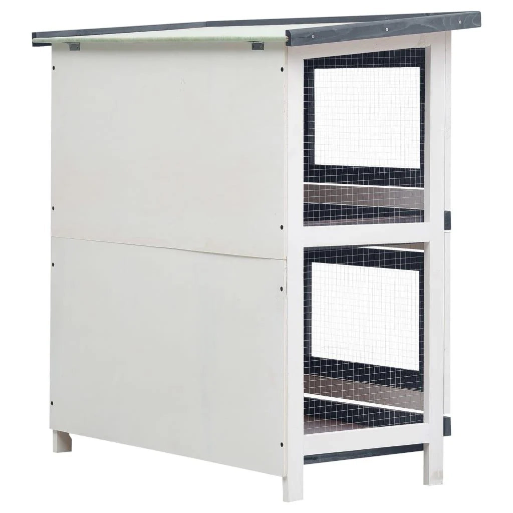Conigliera da esterno con 4 porte 90 x 45 x 90 cm legno grigio 02_0000592