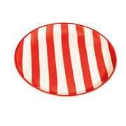 Set 2 Piatti Piani Artigianali Righe Rosso Diametro 28 cm Made in Italy Design Elegante per Tavola Raffinata Complemento d'Arredo in Ceramica