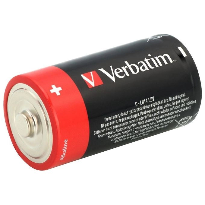 Verbatim 49922 Pile Alcaline C LR14 Mezza Torcia 1.5V 8000 mAh Confezione da 2 Pezzi