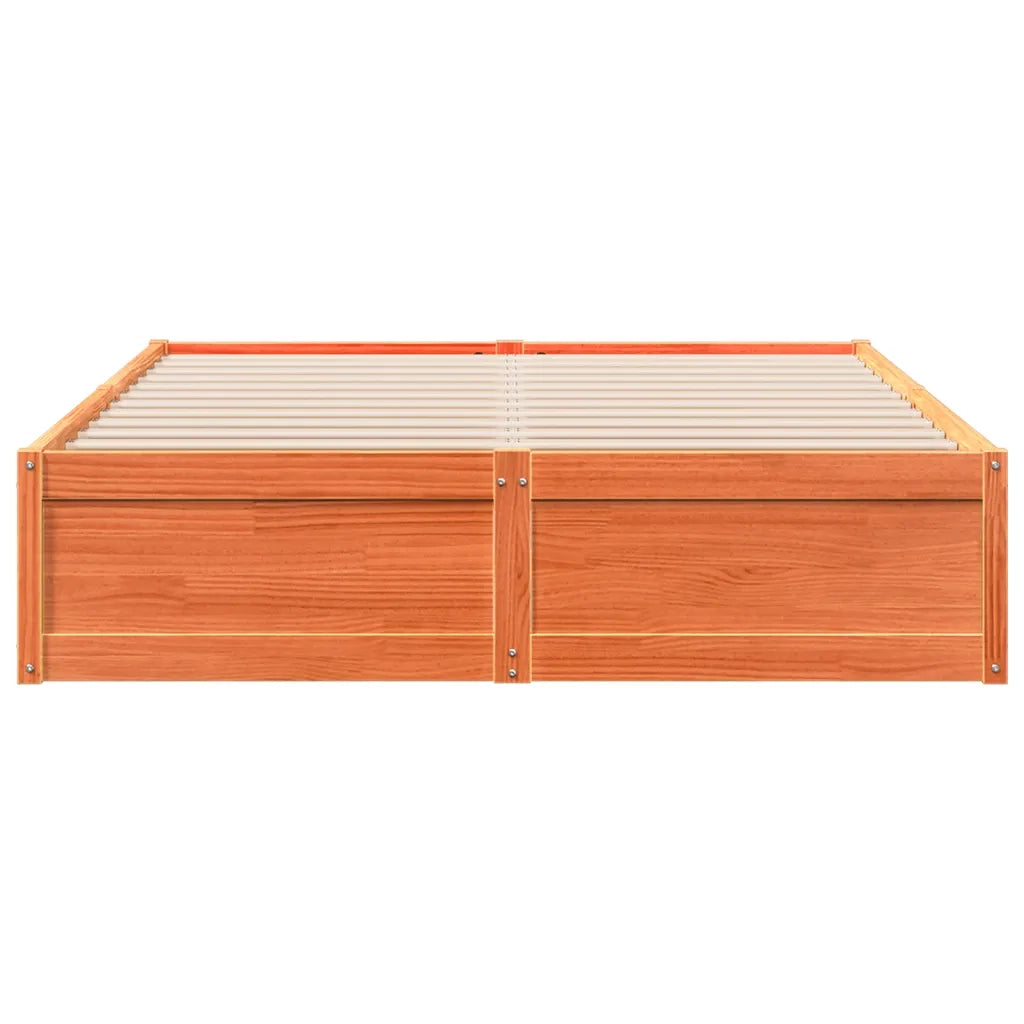 Letto senza Materasso Marrone Cera 150x200 cm in Legno di Pino