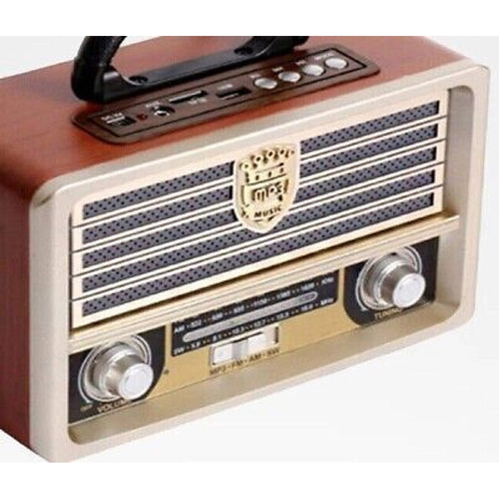 Trade Shop - Radio Portatile Musica Sveglia Design Retro Stile Usa Vintage Usb Fm/am Q-yx2022 -