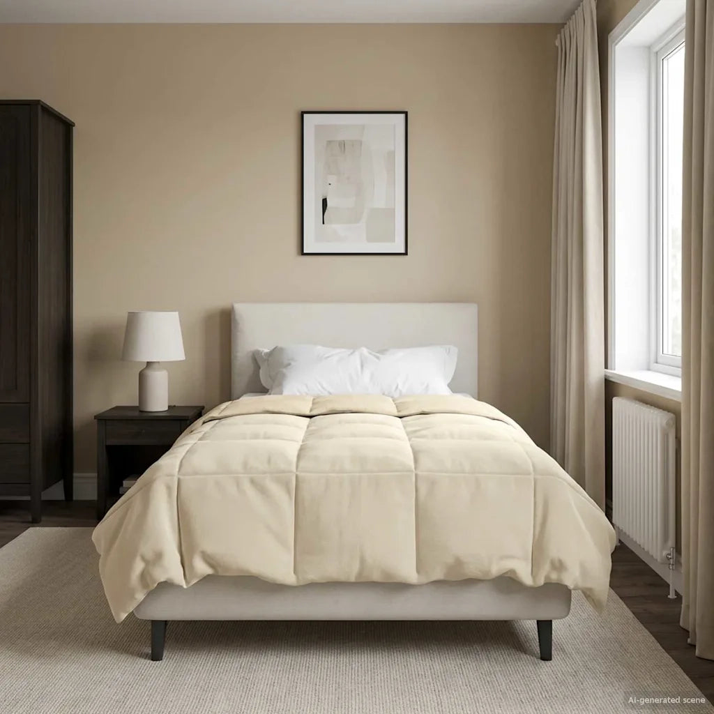 Duvet Invernale Trapuntato Crema 140 x 200 cm Microfibra 42026146