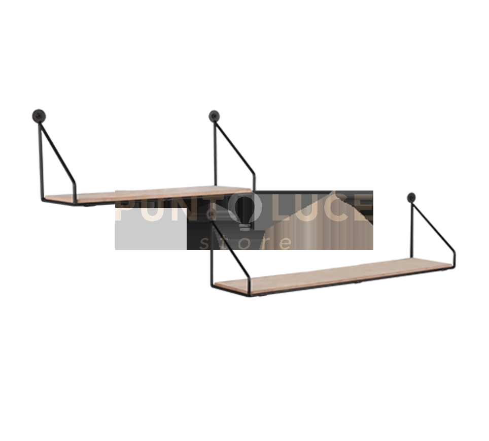 DIANA SET DI 2 MENSOLE 45CM E 30CM LEGNO E METALLO NERO