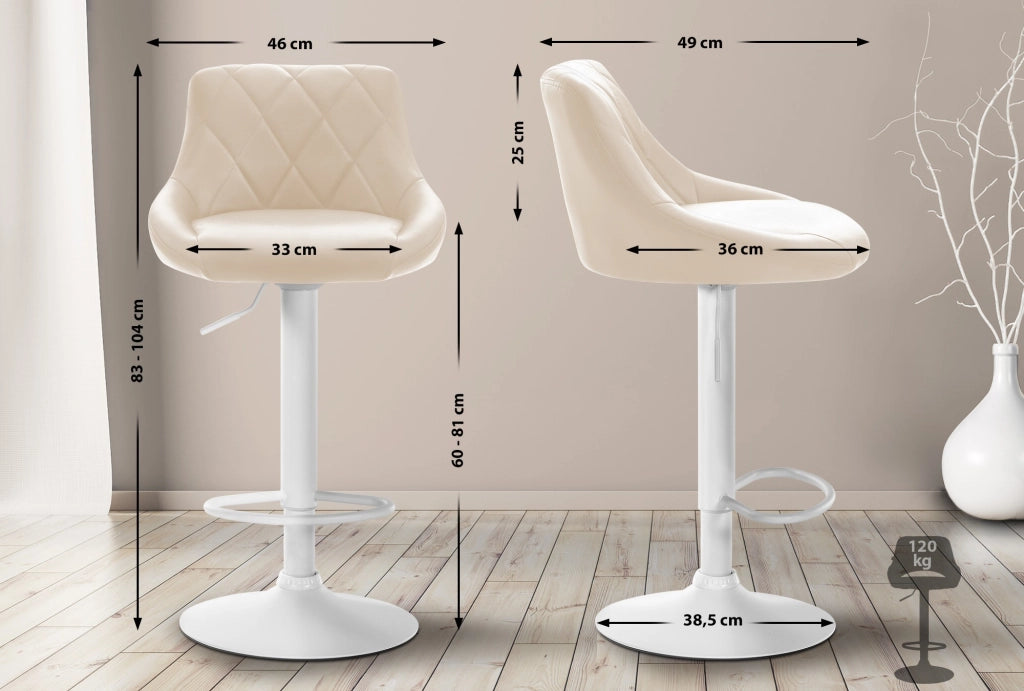 Sgabello Lazio in similpelle crema,bianco