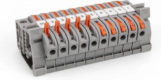 Blocco DIN a rullo 10 presse 008-4 mm² 10 cm connettore ingresso rapido tecnica elettrica progetti di fai da te colore grigio