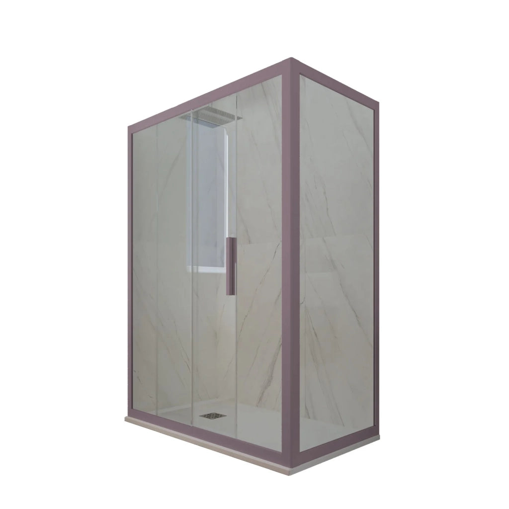 Box doccia scorrevole 75x150 CM H 200 Vetro Trasparente Profilo Lavanda mod. Deco Duo