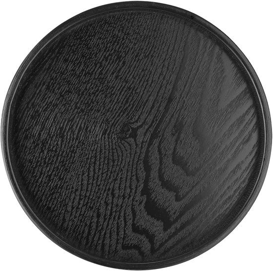 Dolcezza Plus - Tavolo da Tè in Legno Nero con Forma Circolare - Legno Massello per Tè, Caffè, Snack, Cibo - Tavolo da Ristorante 24cm