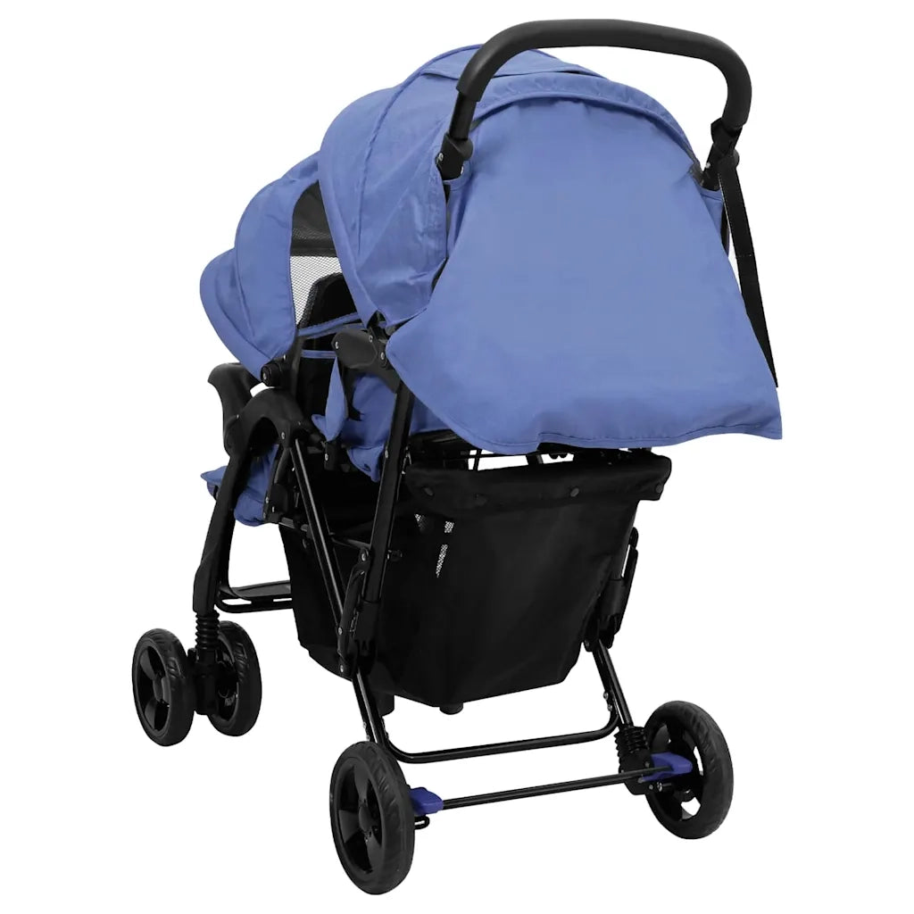 Passeggino Gemellare a Tandem Blu Marino in Acciaio CFW6847658