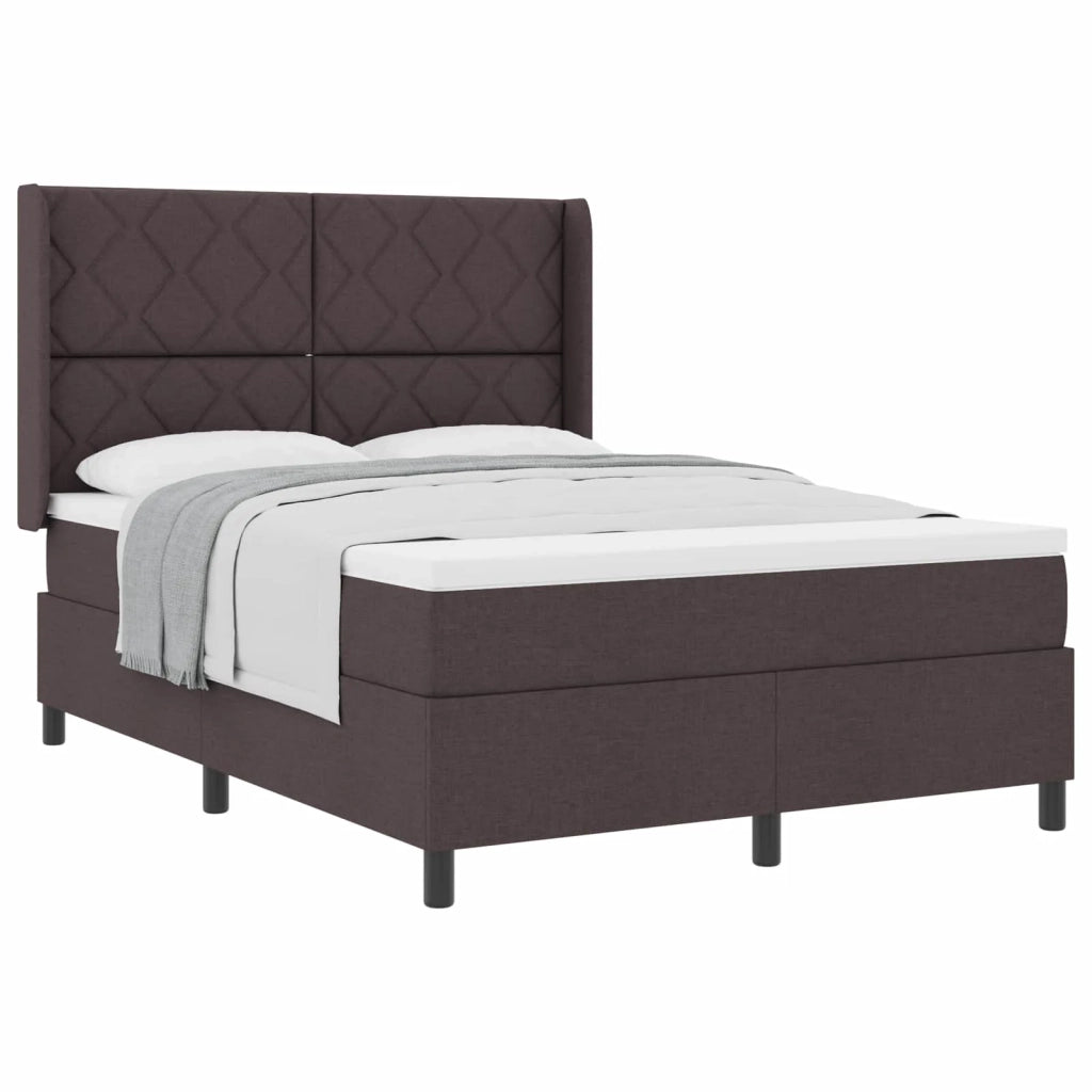 Letto a molle con materasso Marrone scuro 140 x 190 cm Tessuto 3341703