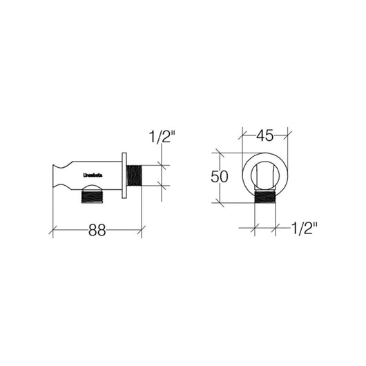 Lineabeta - Presa acqua tonda con supporto doccetta Busi E Cane in ottone cromato