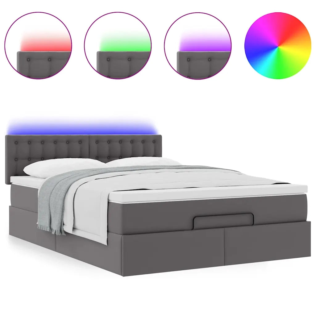 Pouf Letto con Materassi e LED Grigio 140x190cm Similpelle 3312155