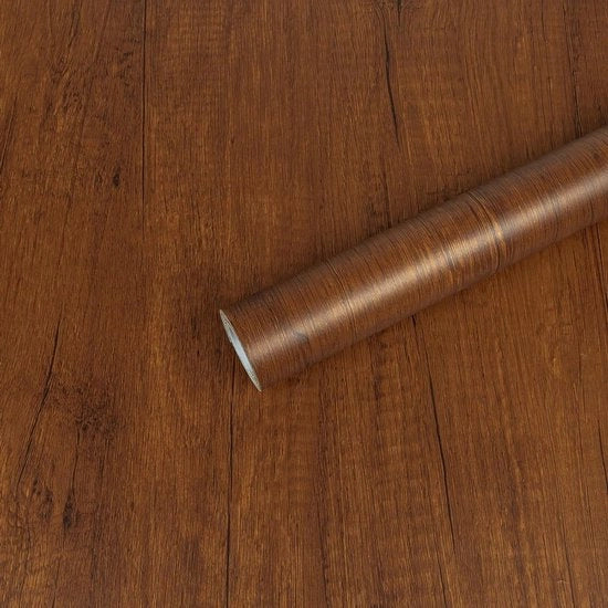 Sticker per Parete per Mobili in Tinta di Legno Rossobruna | Effetto Pavimento | Adesivi Decorativi per Cucina, Bancone, Armadi e Porte 40cm x 300cm