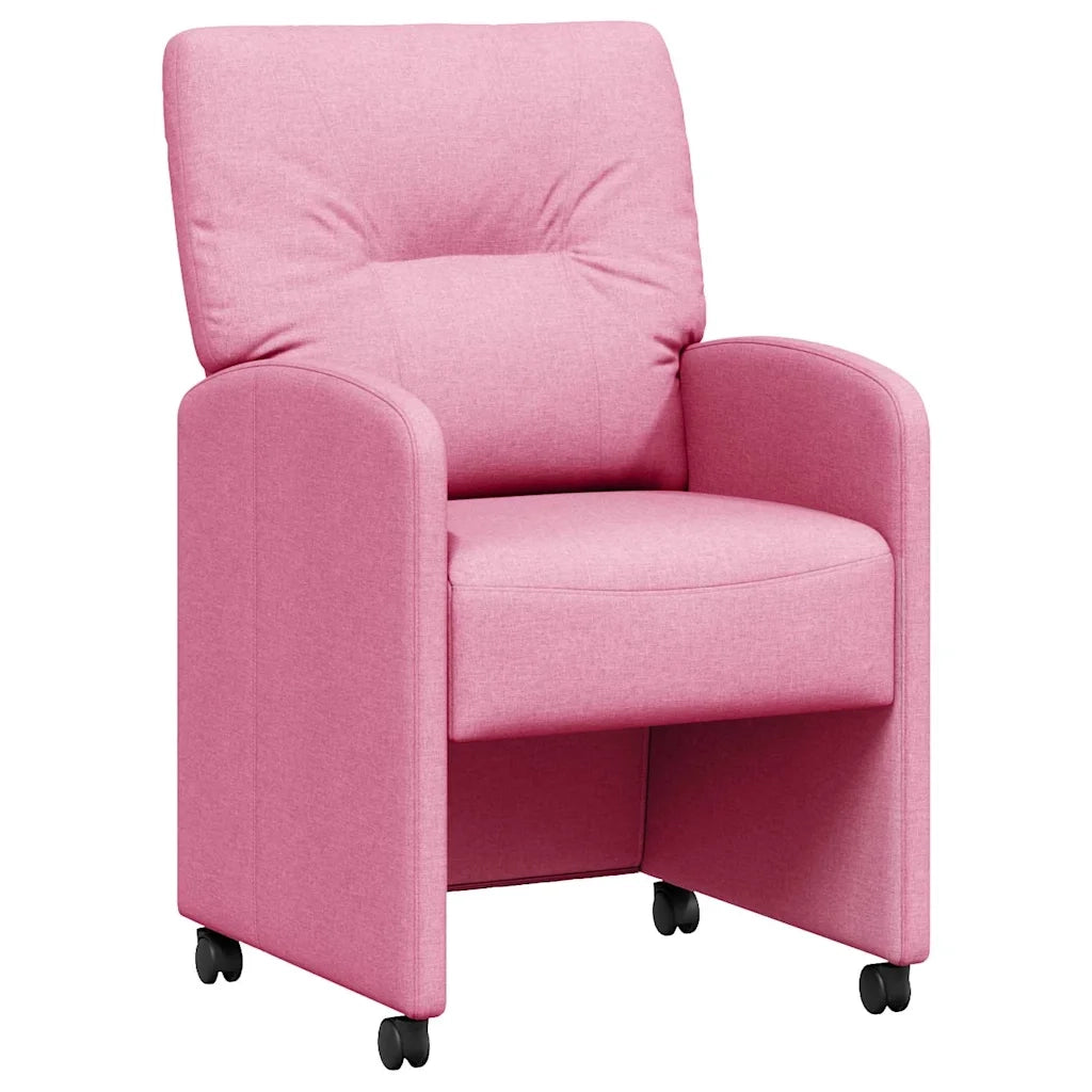 Sedie da Pranzo con Ruote 2 pcs Rosa 57 x 67 x 95 cm Tessuto