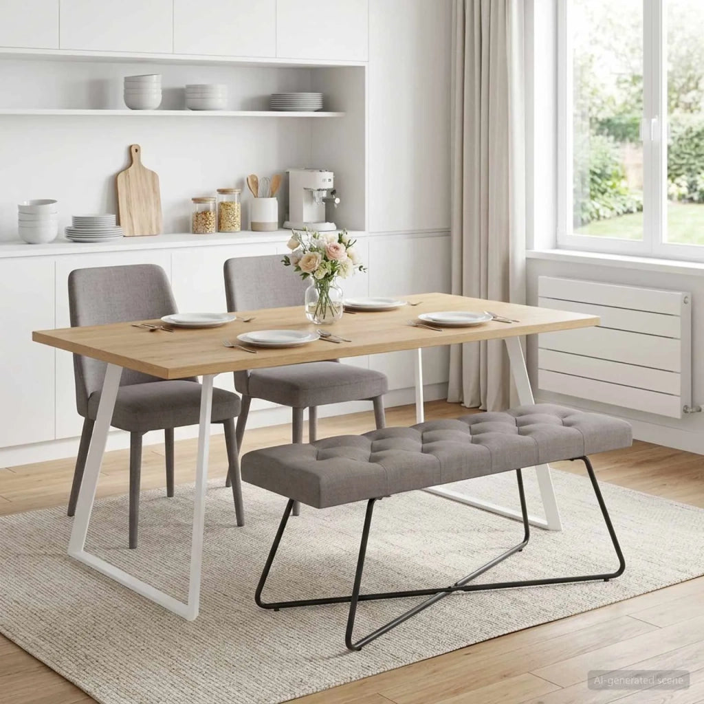 Panchina con bottoni imbottiti Tortora 110 x 40 x 46 cm Tessuto 42038377
