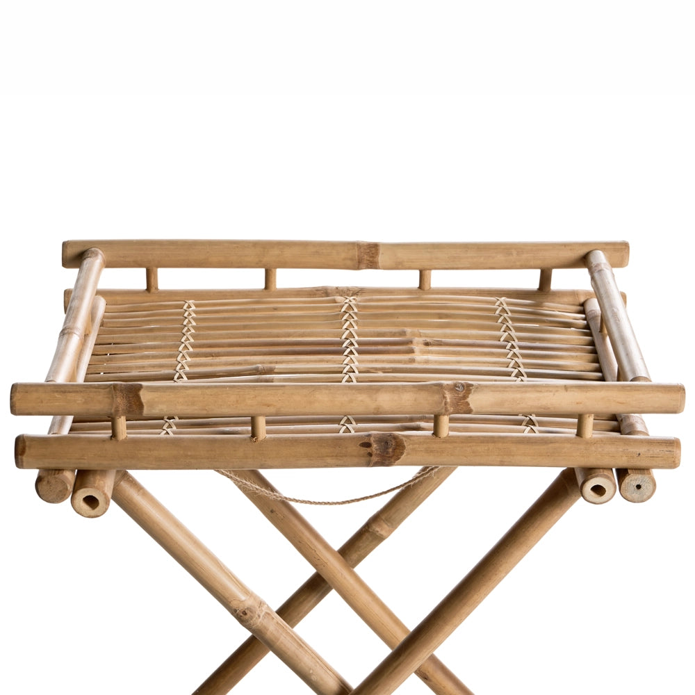 Tavolino da bagno in bambù naturale con vassoio pieghevole decorativo in stile scandinavo moderno