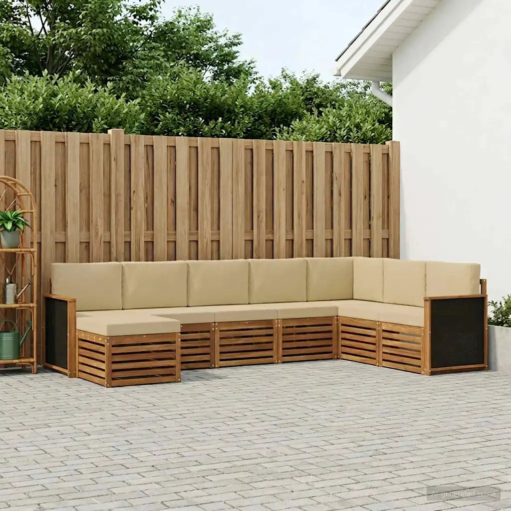 Set di divani da esterno con cuscino 6 pcs Naturale 3384704
