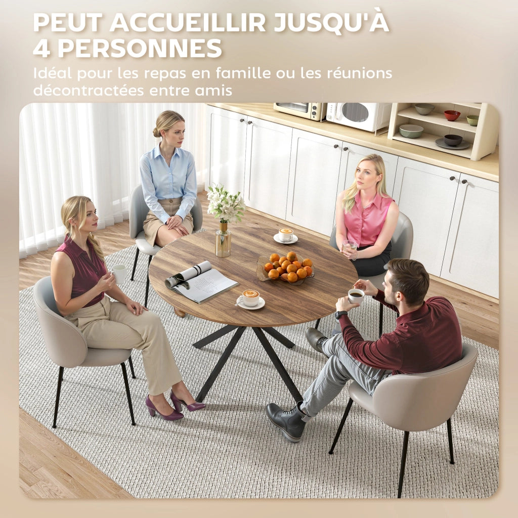 Tavolo da Pranzo Rotondo per 4 Persone Allungabile ¨C Zephmum ¨C Legno Effetto Rovere Antracite 120 cm