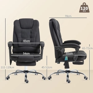 SEDIA Ufficio Massage Reclinabile 135° con Poggiapiedi e Riscaldamento Nera