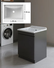 Mobile Lavatoio in legno Nobilitato Grigio con uno sportello e pilozzo lavabo in resina x lavanderia bagno Dimensioni (Larghezza x Profondità): L 60 x P 45 cm