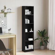 Libreria-Scaffale per Libri-Mobile di Stoccaggio Rovere Nero 40x24x176 cm in Legno Multistrato