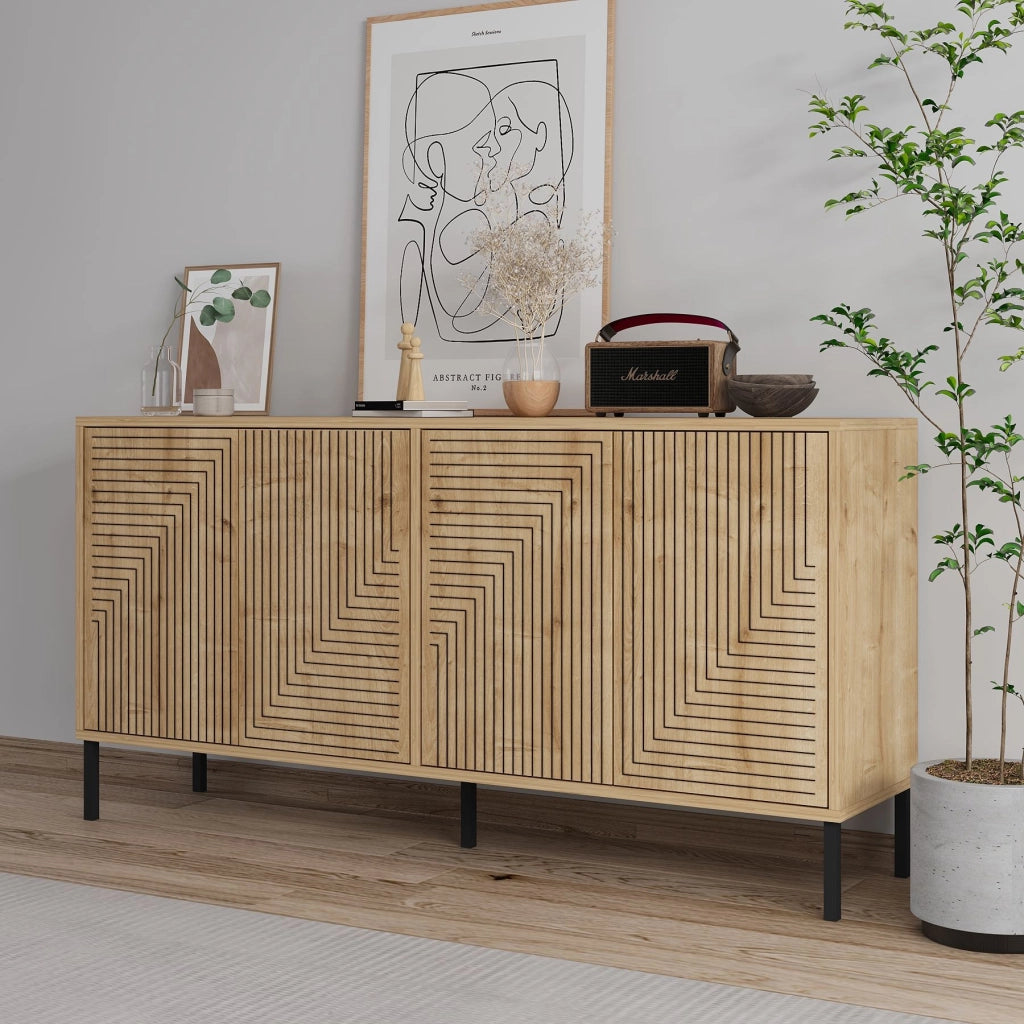 Credenza in legno "Evolet" - 150 x 36 x 75 cm - Beige