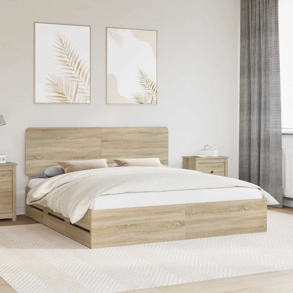 Struttura del letto con cassetto Rovere Sonoma 200 x 200 cm