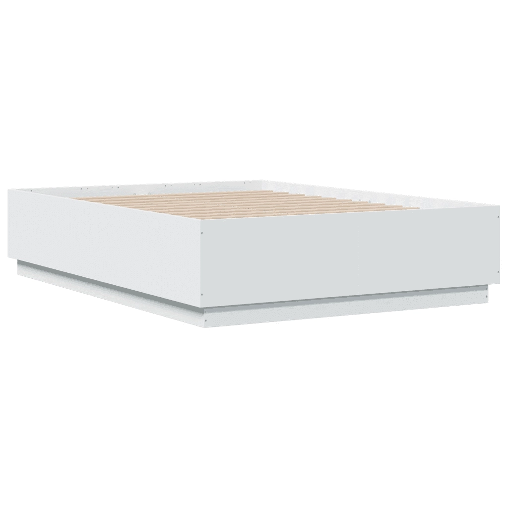 Giroletto con Luci LED-Struttura Letto Bianco 135x190 cm in Legno Multistrato 800979