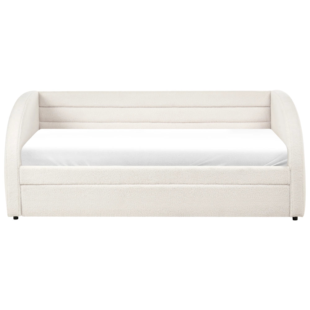 Letto a scomparsa 90 x 200 cm rivestito in bouclé bianco rete a doghe letto da giorno camera dei bambini camera degli ospiti