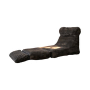Chaise longue convertibile con schienale ergonomico e poggiapiedi; in flanella nera