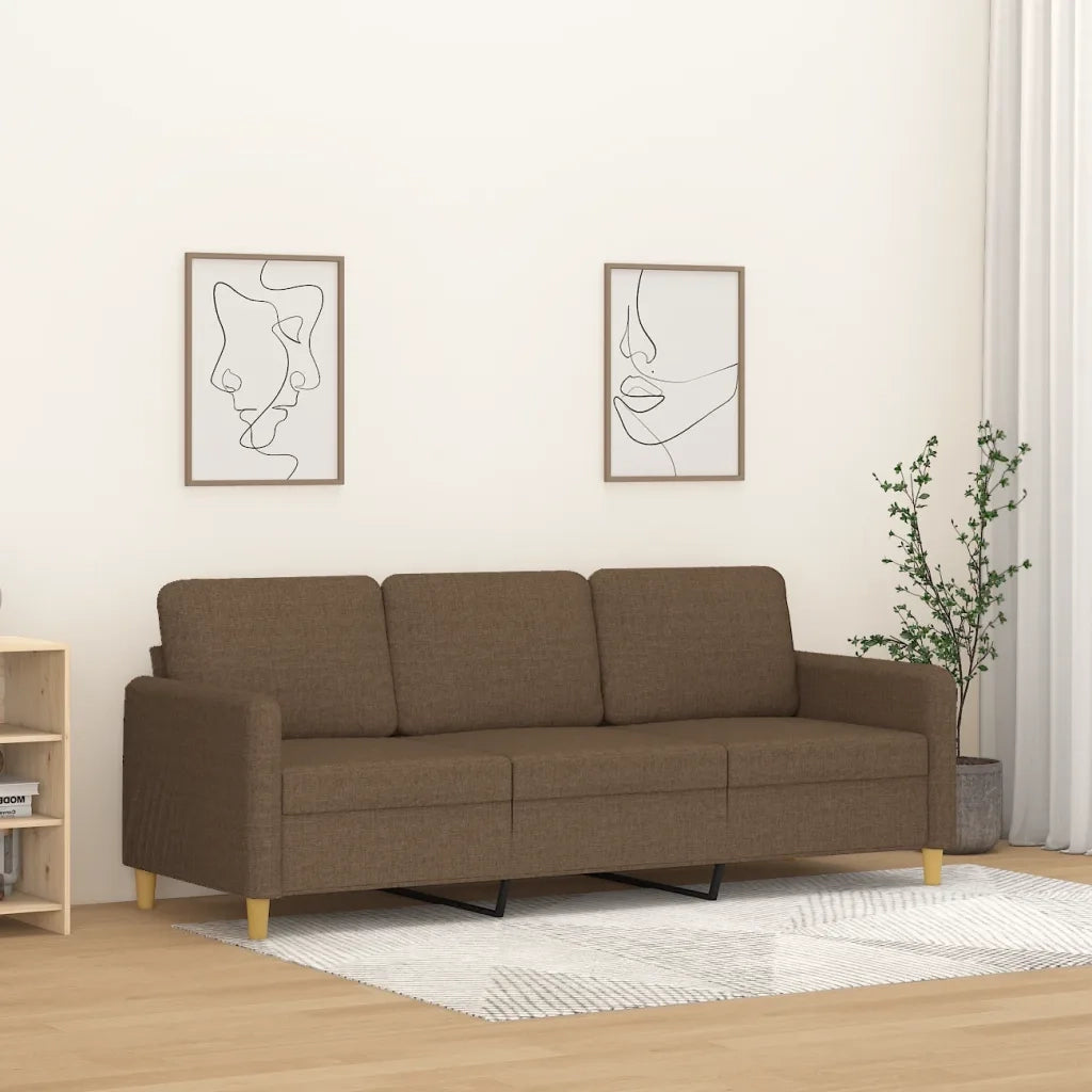 Divano a 3 Posti Marrone 180 cm in Tessuto 359489