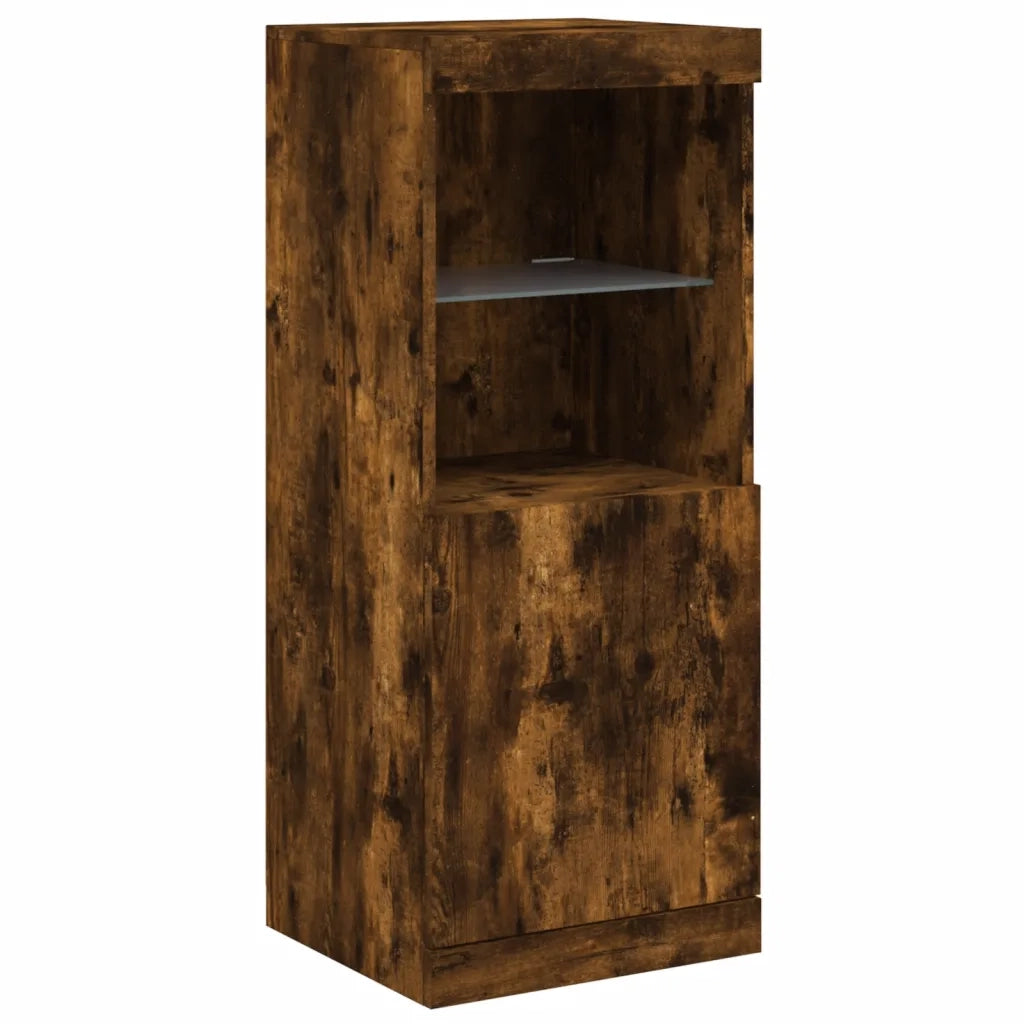 Credenza con Luci LED-Buffet-Armadio da cucina Rovere Fumo 162x37x100 cm 760993
